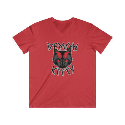 Demon Kitty Fitted V-Neck Short Sleeve Tee