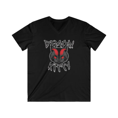 Demon Kitty Fitted V-Neck Short Sleeve Tee