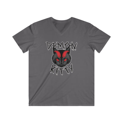 Demon Kitty Fitted V-Neck Short Sleeve Tee