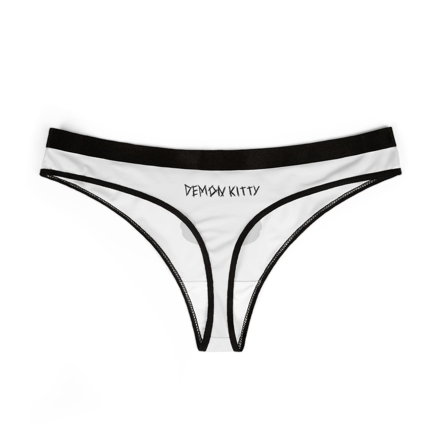 Demon Kitty Women's Thong — Red & Black Cat Face AOP Panty