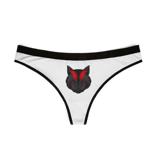 Demon Kitty Women's Thong — Red & Black Cat Face AOP Panty